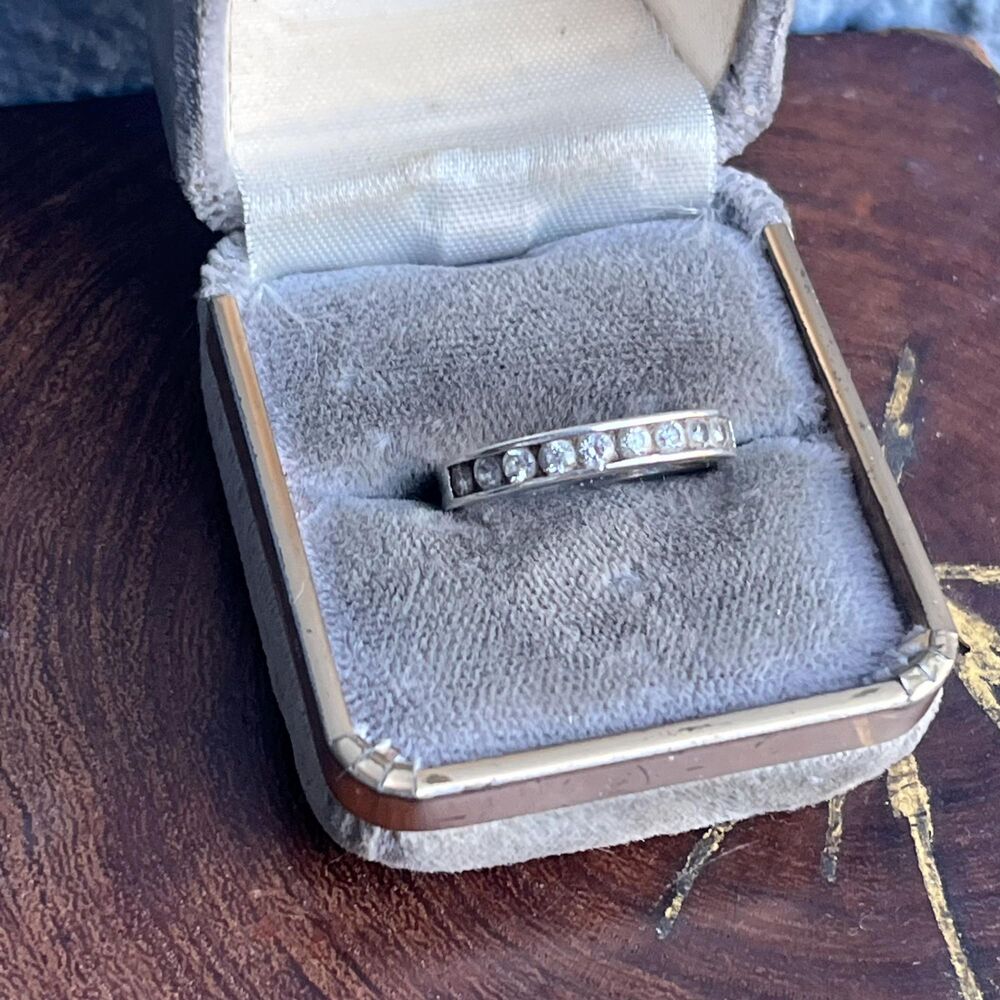 Vintage Cocktail Ring Size 7 1/4 With Cubic Zirconia and Sterling Silver